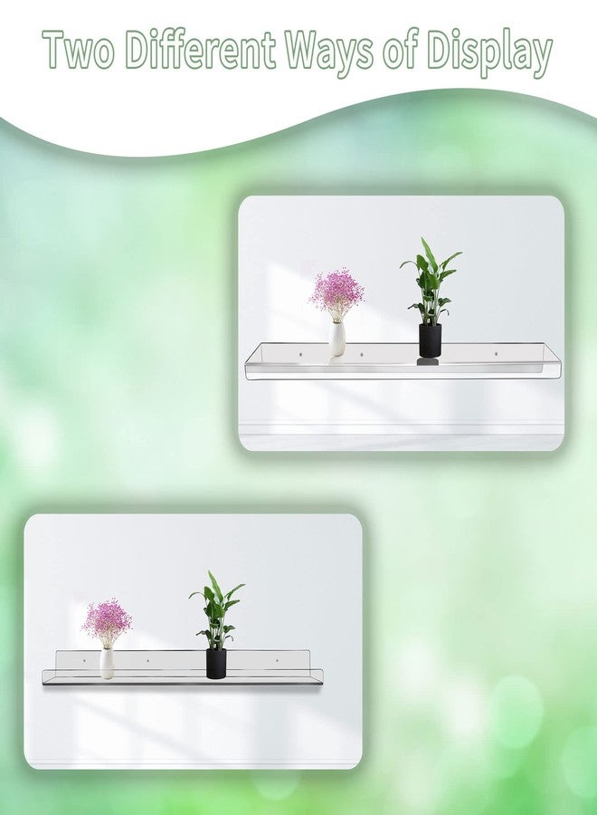 Febwind 4 Pack 24-Inch Long Clear Acrylic Floating Shelves Wall Ledge Invisible Wall Mounted Floating Bookshelf U Shape Wall Shelf for Book Display Makeup Product Spice Organizer - Image 3